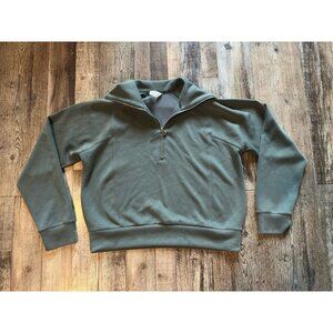 Spanx AirEssentials Half Zip Sweatshirt Dark Palm Green Size Medium
